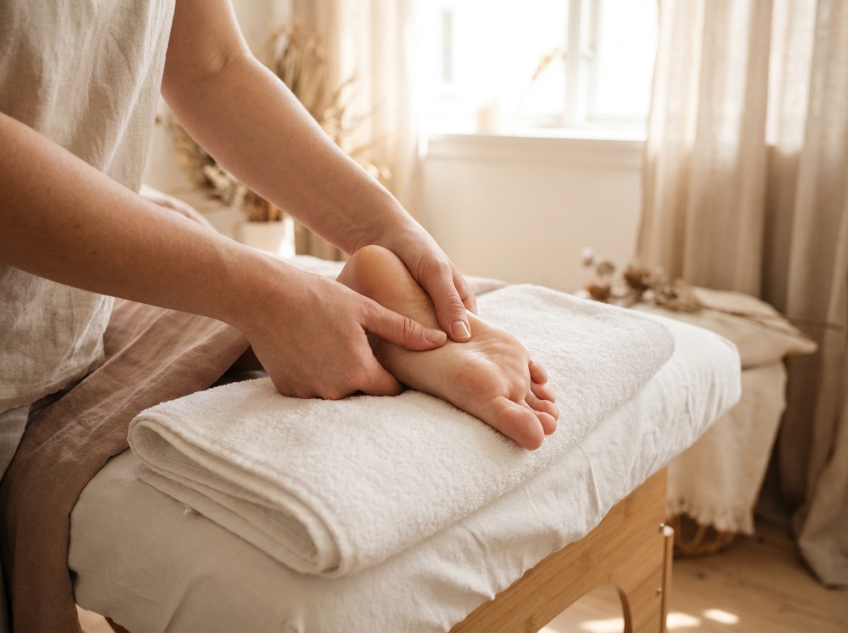 Foot reflexology treatment